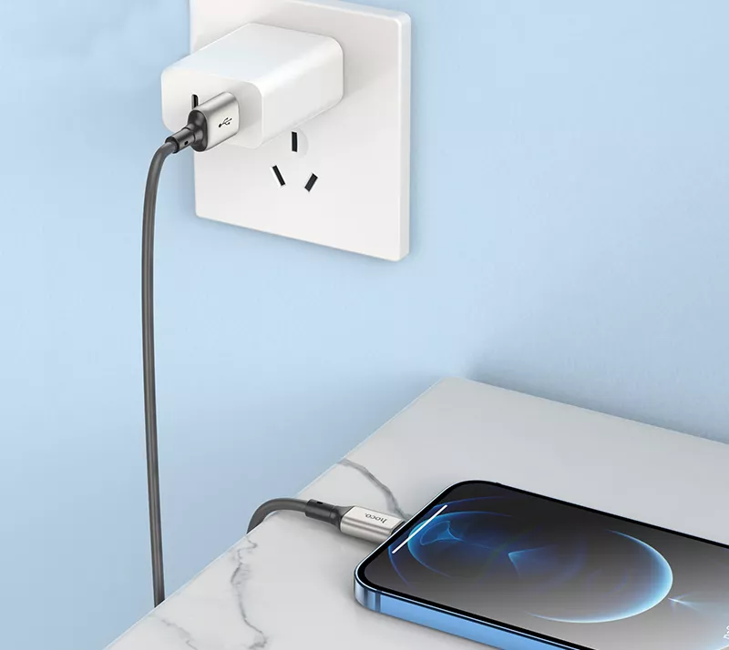 Кабель Hoco X66 Howdy USB-A - Lightning 12w 2.4a 1м cable Grey - фото 4