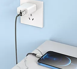 Кабель Hoco X66 Howdy USB-A - Lightning 12w 2.4a 1м cable Grey - миниатюра 4 Кабель Hoco X66 Howdy USB-A - Lightning 12w 2.4a 1м cable Grey - миниатюра 4