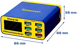 Сетевое зарядное устройство MECHANIC iCharge 6M 40w QC3.0 6xUSB-A ports charger blue/yellow - миниатюра 5