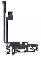 Нижний шлейф Apple iPhone 12 Pro Max с разъемом зарядки, наушников и микрофоном Original Silver