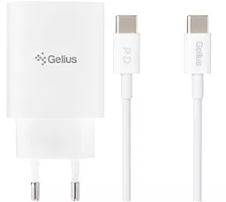 Сетевое зарядное устройство с быстрой зарядкой Gelius GP-HC013 Pro Impulse 30w PD fast charger + USB-C to USB-C cable white - фото Сетевое зарядное устройство с быстрой зарядкой Gelius GP-HC013 Pro Impulse 30w PD fast charger + USB-C to USB-C cable white
