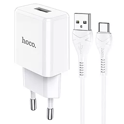 Сетевое зарядное устройство Hoco N9 2.1a home charger + USB-C cable white