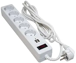 Сетевой фильтр (удлинитель) Patron 3500w 16a 5м 5 розеток 2xUSB-A ports с выключателем белый (SP-55-USB) - фото Сетевой фильтр (удлинитель) Patron 3500w 16a 5м 5 розеток 2xUSB-A ports с выключателем белый (SP-55-USB)