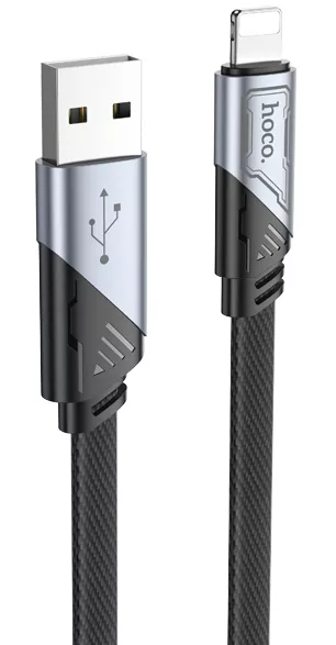 Кабель Hoco U119 USB-A - Lightning 12w 2.4a 1.2м cable Black - фото 1