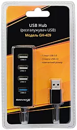 Мультипортовый USB-A хаб Grand-X Travel 1хUSB3.0+3хUSB2.0 (GH-409) Black - миниатюра 3