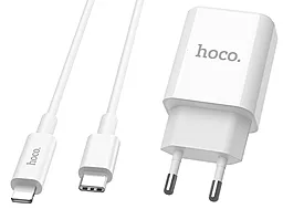 Сетевое зарядное устройство с быстрой зарядкой Hoco C71A 18w PD USB-C home charger + USB-C to Lightning cable white - фото Сетевое зарядное устройство с быстрой зарядкой Hoco C71A 18w PD USB-C home charger + USB-C to Lightning cable white