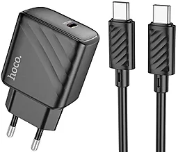 Мережевий зарядний пристрій Hoco CS22A 30w PD USB-C fast charger + USB-C to USB-C cable black - фото Мережевий зарядний пристрій Hoco CS22A 30w PD USB-C fast charger + USB-C to USB-C cable black