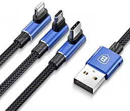 Универсальный кабель Baseus MVP Mobile Game 3-in-1 USB-A to Type-C/Lightning/micro USB 18w 3.5a 1.2м сable Blue (CAMLT-WZ03)