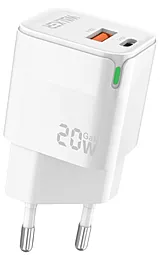 Сетевое зарядное устройство Walker WH-42 20w GaN PD USB-C/USB-A ports charger white - фото Сетевое зарядное устройство Walker WH-42 20w GaN PD USB-C/USB-A ports charger white