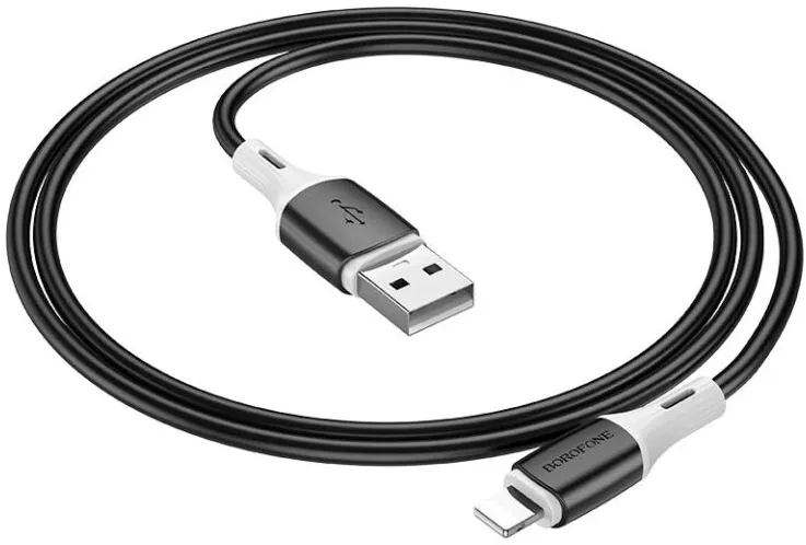 Кабель Borofone BX79 Silicone USB-A - Lightning 12w 2.4a 1м cable Black - фото 3
