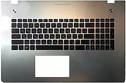 Клавіатура для ноутбуку Asus N76 series Keyboard + передня панель підсвітка клавіш 90R-NAL1K3J00Y срібляста
