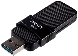 Флешка PNY Duo Link OTG Micro USB 3.0 64GB (P-FD64GOTGSLMB-GE) Black - мініатюра 2