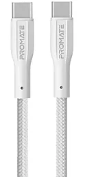 Кабель Promate USB Type-C - Type-C 60w 3a 1м PD cable White (xcord-cc)