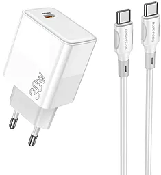 Мережевий зарядний пристрій зі швидкою зарядкою Borofone BA77A Insightful 30w PD USB-C fast charger + USB to USB-C cable white