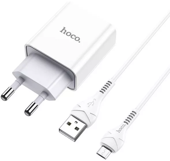 Сетевое зарядное устройство Hoco C81A 2.1a home charger + micro USB cable white - фото 2