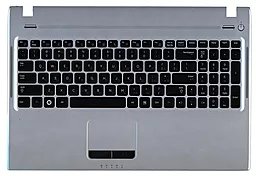 Клавиатура для ноутбука Samsung Q530 с топ панелью черная/серебристая