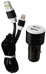 Автомобильное зарядное устройство EasyLife 2.4a 2xUSB-A ports car charger + Lightning cable black - фото Автомобильное зарядное устройство EasyLife 2.4a 2xUSB-A ports car charger + Lightning cable black