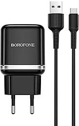 Сетевое зарядное устройство с быстрой зарядкой Borofone BA36A High speed 18w QC3.0 home charger + USB-C cable black - фото Сетевое зарядное устройство с быстрой зарядкой Borofone BA36A High speed 18w QC3.0 home charger + USB-C cable black