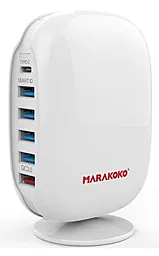 Сетевое зарядное устройство с быстрой зарядкой Marakoko 5xUSB-A-1C Ports + QC 3.0 White (MA20)