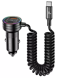 Автомобільний зарядний пристрій Usams C33 60w PD USB-C/USB-A ports car charger + USB-C cable black (US-CC167)