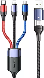 Универсальный кабель Usams US-SJ549 U71 3-in-1 USB-A/Type-C to Type-C/Lightning/micro USB 15w 3a 1.2м сable Black - фото Универсальный кабель Usams US-SJ549 U71 3-in-1 USB-A/Type-C to Type-C/Lightning/micro USB 15w 3a 1.2м сable Black