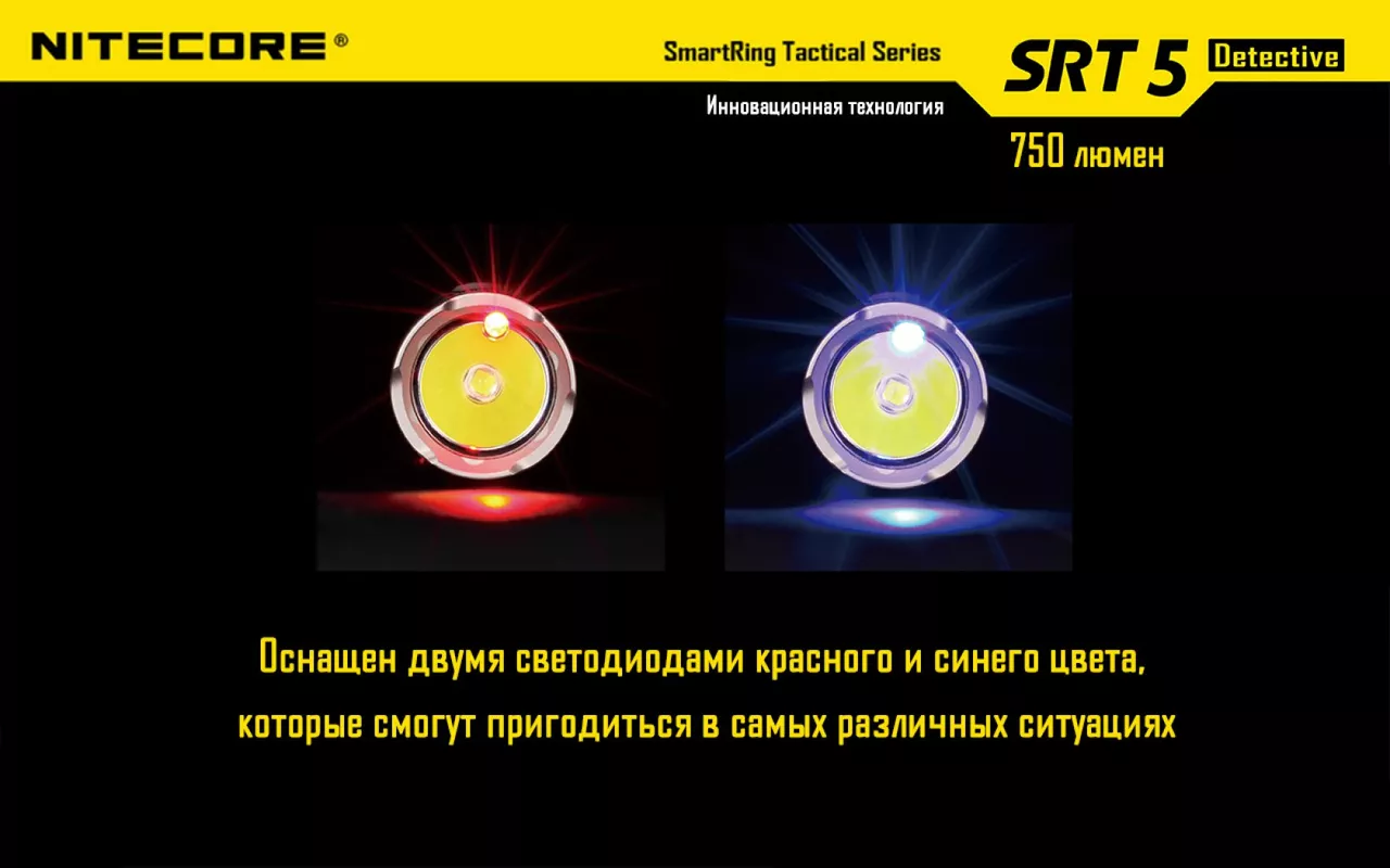 Ліхтарик акумуляторний Nitecore SRT5 Detective (6-1080b) (1x18650, 2xCR123, 2xRCR123) - фото 8