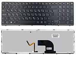 Клавіатура для ноутбуку Sony SVE15 / SVE17 в рамці з підсвічуванням клавіш, вертикальний Enter, Original, Black
