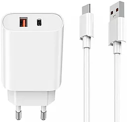 Сетевое зарядное устройство WIWU 20w PD/QC3.0 USB-C/USB-A ports fast charger + USB-C cable white (Wi-U002) - фото Сетевое зарядное устройство WIWU 20w PD/QC3.0 USB-C/USB-A ports fast charger + USB-C cable white (Wi-U002)
