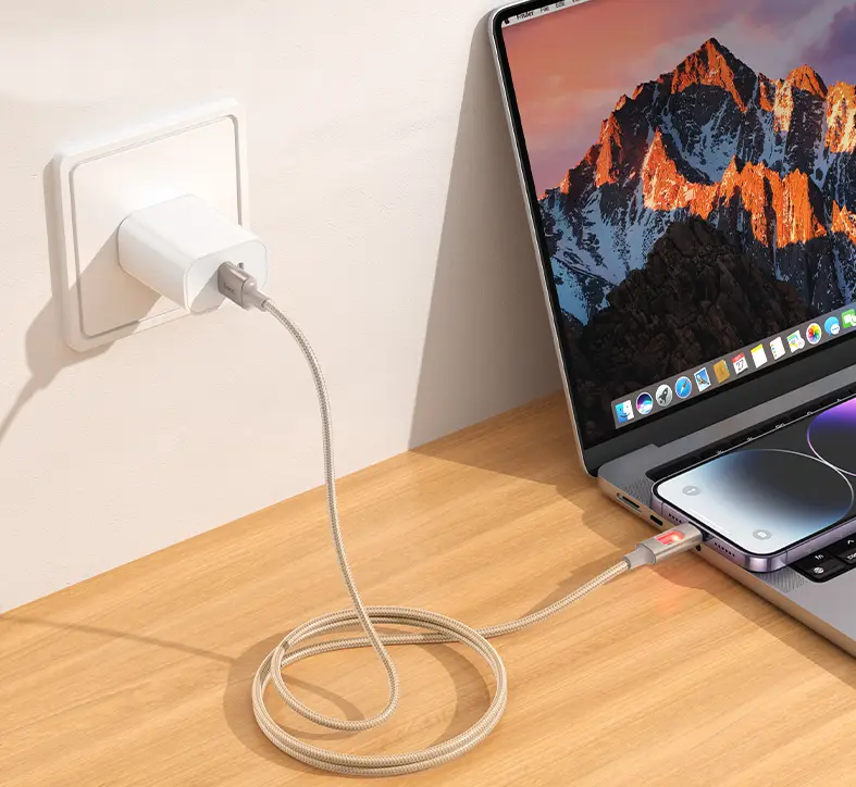 Кабель Hoco U144 USB-A - Lightning 12w 2.4a 1.2м cable Gold - фото 4