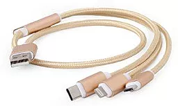 USB Кабель Cablexpert 3-in-1 USB Type-C/Lightning/micro USB Cable Gold (CC-USB2-AM31-1M-G)