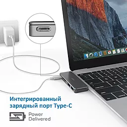 Мультипортовый USB Type-C хаб Vava USB Type-C to HDMI/2xUSB 3.0/USB-C Space Gray (VA-UC003) - миниатюра 4