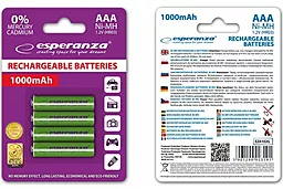 Аккумулятор Esperanza AAA 1000mAh (EZA102G) 4шт Green - миниатюра 2