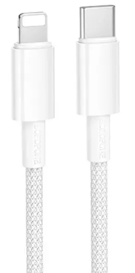 Кабель Borofone BX117 Source USB Type-C - Lightning 27w 3a 1м PD сable White - фото 1