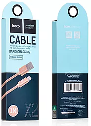 Кабель Hoco X2 Rapid Braided Charging USB-A - Lightning 12w 2.4a 1м cable Gold - миниатюра 3 Кабель Hoco X2 Rapid Braided Charging USB-A - Lightning 12w 2.4a 1м cable Gold - миниатюра 3