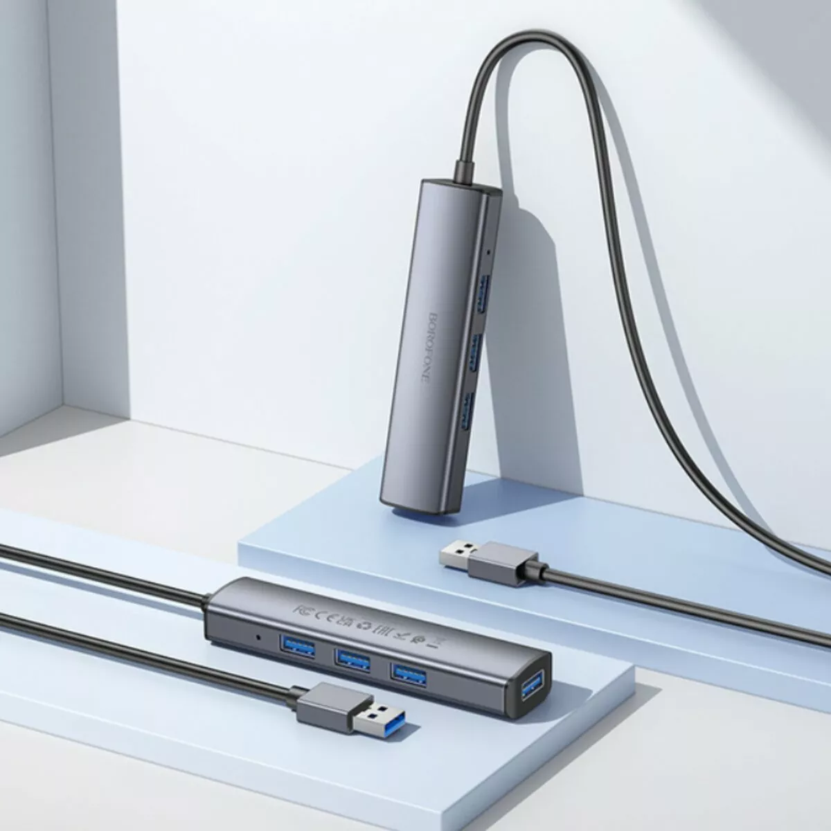 USB-A хаб Borofone 4-in-1 gray - фото 8