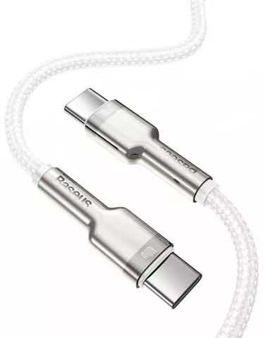 Кабель Baseus Cafule USB Type-C - Type-C 100w 5a 1м PD cable White (CATJK-C02) - фото 2