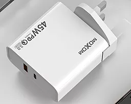 Сетевое зарядное устройство с быстрой зарядкой MOXOM MX-HC29 QC 3.0 22.5W/PD 3.0 45W White - миниатюра 3