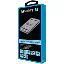 Повербанк Sandberg 10000mAh PD/20W Wireless QI 15W QC3.0 USB-C Micro-USB USB-A (420-61) Gray - мініатюра 2