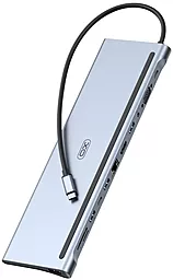 Мультипортовый USB Type-C хаб XO HUB010 12-in-1 gray