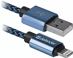 Кабель Defender ACH01-03T PRO USB-A - Lightning 10.5w 1м cable Blue (87811) - фото Кабель Defender ACH01-03T PRO USB-A - Lightning 10.5w 1м cable Blue (87811)