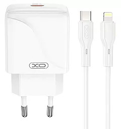 Мережевий зарядний пристрій XO L141 20w PD USB-C fast charger + NB-Q231A USB-C to Lightning cable white - фото Мережевий зарядний пристрій XO L141 20w PD USB-C fast charger + NB-Q231A USB-C to Lightning cable white