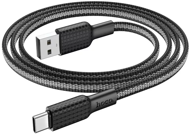 Кабель Hoco X69 Jaeger USB-A - Type-C 15w 3a 1м cable Black/White - фото 3