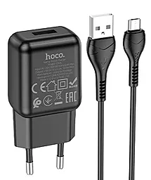 Мережевий зарядний пристрій Hoco C96A USB Port 2.1A + micro USB Cable Black