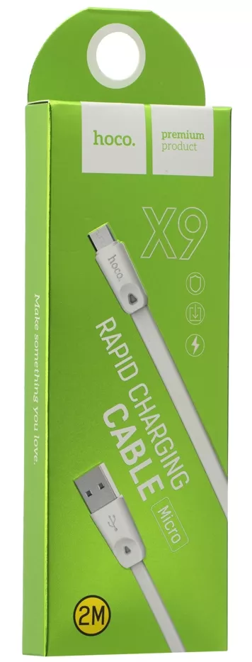 Кабель Hoco x9 High Speed USB-A - micro USB 12w 2.4a 2м cable White - фото 4