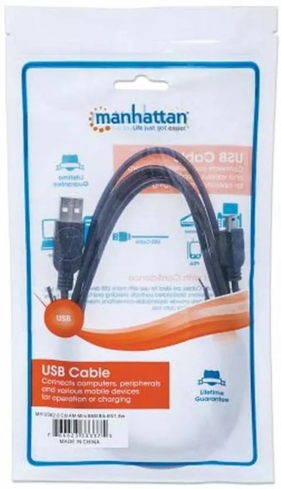 Кабель USB Manhattan Mini USB 1.8m Black (333375) - фото 3