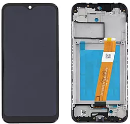 Дисплей Samsung Galaxy A01 A015, Galaxy M01 M015 (вузький роз'єм) з тачскріном і рамкою, Black