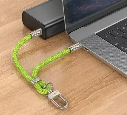 Кабель Hoco GH5 USB Type-C - Type-C 60w 3a 0.21м PD cable Green - фото 4