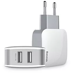 Сетевое зарядное устройство Baseus Letour 2.4a 2xUSB-A ports home charger white/grey (ZCL2B-B02)