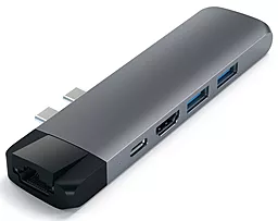 Мультипортовый USB Type-C хаб (концентратор) Satechi USB-C -> HDMI/USB 3.02/USB Type-C/ Ethernet/Card Reader Space Gray (ST-TCPHEM)
