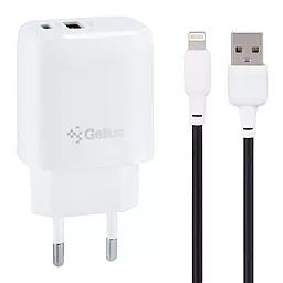 Сетевое зарядное устройство с быстрой зарядкой Gelius GP-HC014 X-Duo 20w PD USB-C/USB-A ports charger + Lightning cable white
